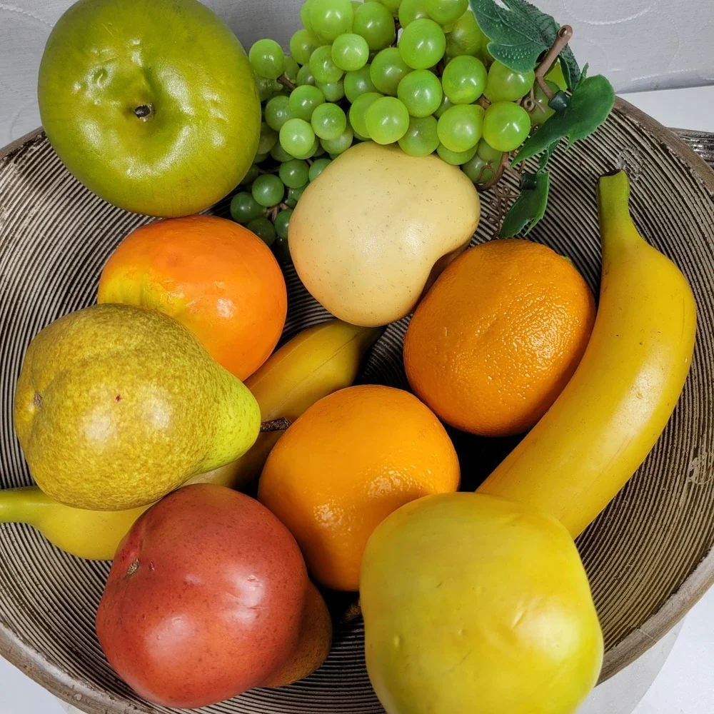 Vintage Artificial Assorted Fruit Hollow Faux Apples Banana Grapes Orange
